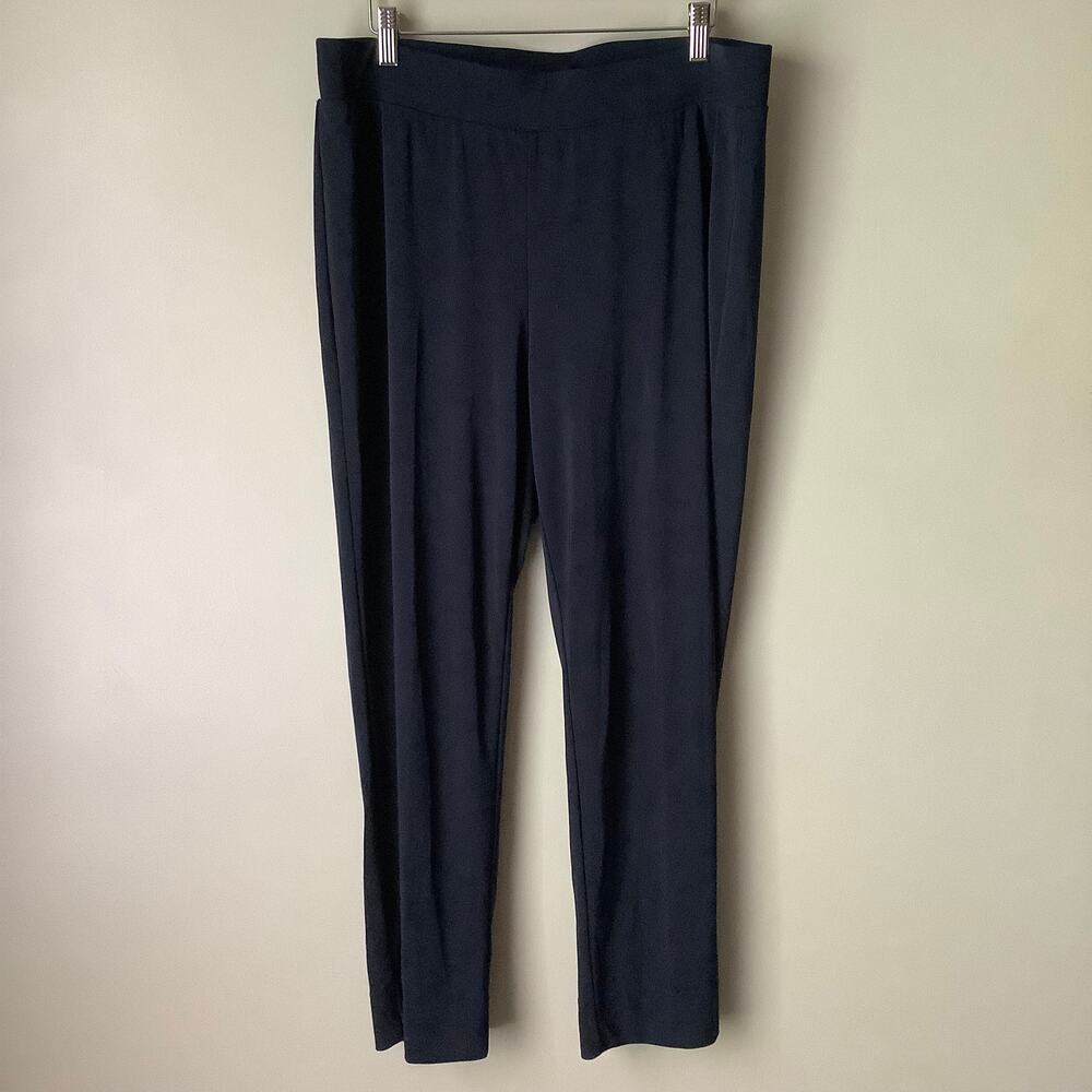 Talbots Black Pull On Pleated Straight Leg Ankle Pants Stretch Plus Womens 1X
